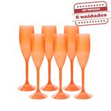 Taça Champanhe Durável Laranja Neon 150ml 6 unidades Bezavel - Festabox