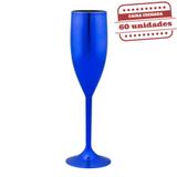 Taça Champanhe Durável Metalizada Azul 150ml 60 unidades Bezavel - Festabox