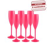 Taça Champanhe Durável Rosa Neon Leitoso 150ml 6 unidades Bezavel - Festabox