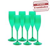 Taça Champanhe Durável Verde 150ml 6 unidades Bezavel - Festabox
