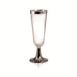 Taça Champanhe Transparente com Borda Prata Descartável Premium 120ml 06 unidades Cromus