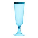 Taça de Acrílico Descartável de Luxo para Espumante Linha Color Blue Decorplastic com 4 un