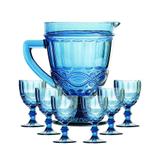 Taça de Água Elegance Azul 260ML Kit com 6 + Jarra 1L - Class home