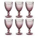 Taça de Vidro para Água Quartzo Rosa 320ML 6PÇS - Mimo style
