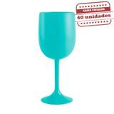 Taça de Vinho Durável Azul Tiffany Leitoso 290ml 40 unidades Bezavel - Festabox