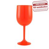 Taça de Vinho Durável Laranja Neon Leitoso 290ml 40 unidades Bezavel - Festabox