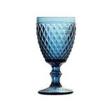 Taça Para Vinho Bico De Abacaxi De Vidro Sodo-Calcico Azul - 210ml - 8x8x15,5cm - Lyor