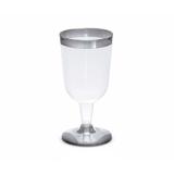Taça Para Vinho Borda Prata Descartável 200 Ml 12 Unidades B1003012 - Silver plastico