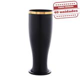 Taça Tulipa Durável Preto Linha Ouro 260ml 40 unidades Bezavel - Festabox