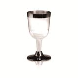 Taça Vinho Liso Prata Descartável Premium 160ml 06 unidades Cromus