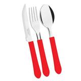 Talher De Inox Leme Vermelho Garfo/faca/colher (unitário) - Tramontina