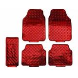 Tapete Automotivo Cromado Tuning 5 Pecas Vermelho Btr Bt-C001