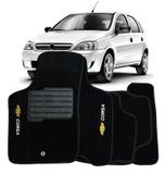 Tapete Carpete Chevrolet Corsa Hatch/Sedan 2002 à 2015 Personalizado Preto Com Logo Bordado - Requinte