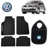 Tapete Carro+Lixeira Volkswagen Fox Preto Bordado - Gt