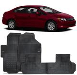 Tapete Honda Civic 2013 2014 2015 2016 Jogo Completo Com 3 Peças Borracha Borcol Anti Derrapante