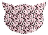 Tapete PET Mdecore Cabeça de Gato Borboleta Rosa