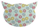 Tapete PET Mdecore Cabeça de Gato Donut Verde