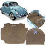 Tapete Porta Malas Carpete Resinado Fusca 1959 a 1969 Bege com Capa de Estepe Bordado 2 Peças - Top gear