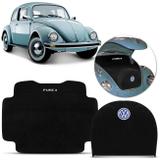 Tapete Porta Malas Carpete Resinado Fusca 1970 a 1995 Preto com Capa de Estepe Bordado 2 Peças - Top gear