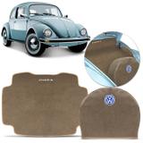 Tapete Porta Malas Fusca 1970 a 1995 e Capa Estepe Forração Tampão Bege 2 Peças - Top gear