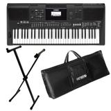 Teclado Yamaha PSRE463 + Fonte + Capa + Estante E463