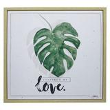 Tela c/ moldura leaves and love verde 40 x 2,5 x 40 cm - Urban