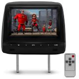 Tela Encosto Cabeça 7 Polegadas LCD TFT Premium Com Controle Remoto Ajustável Preto Modelo Escravo - Overvision