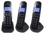 Telefone Sem Fio Motorola MOTO700-MRD3 + 2 Ramais - Identificador de Chamada Preto