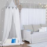 Tenda Dossel Cabaninha de Teto Infantil Mosquiteiro Voil e Percal 300 Fios Cinza - Brubrelel