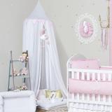 Tenda Dossel Cabaninha de Teto Infantil Mosquiteiro Voil e Percal 300 Fios Rosa - Brubrelel