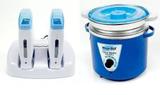 Termocera Panela Depilação Toda Azul 900g c/ Refil + Base Dupla c/ 2 Rollon Branco c/ Azul Mega Bell