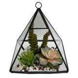 Terrário de vidro e metal preto 16x16x20cm - Btc