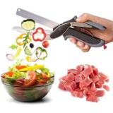 Tesoura clever cutter profissional 2 em 1 com tabua de corte para vegetais legumes carne - Gimp
