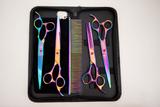 Tesoura pet de tosa Kit com 4 tesouras e 1 pente - Purple dragon
