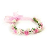 Tiára C/ Flores/Laço Rosa/Branco Acessório Carnaval Fantasia - Cromus