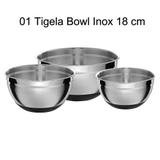 Tigela bowl Inox Escovado - 18 cm - com antiderrapante - GP INOX