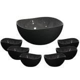 Tigela Bowl Saladeira com Pote Sobremesa Preto 7 peças - Uz
