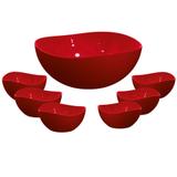 Tigela Bowl Saladeira com Pote Sobremesa Vermelho 7 peças - Uz