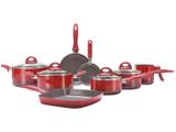 Jogo de Panelas Brinox de Alumínio Vermelha - 8 Peças Ceramic Life Smart Plus 4791/104