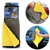 Toalha de Microfibra e Malha 2 em 1 Amarelo e Cinza Limpeza Automotiva Interna e Externa - Pod1