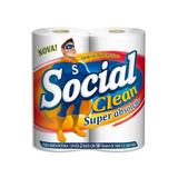 Toalha de Papel Social Clean Folha Dupla com 2 rolos