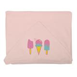 Toalha infantil de plush c/ forro fralda estampado Bambi sorvete - Incomfral