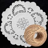 Toalha Rendada Doilies Papel 25cm 50 Folhas + Fio De Juta - Decoreplace