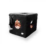 Toca Cubo Luxo para Gatos 40 Cm Peluciado Chumbo Mimos de Bichos