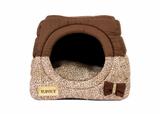 Toca Iglu / Cama Cachorro Gato G 50 X 50 Cm Quadrado Fundo Impermeável Marrom Caramelo - DUPPET