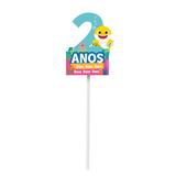 Topo de Bolo 2 Anos Tema Baby Shark em Papel Cartão 9x20cm - Cromus