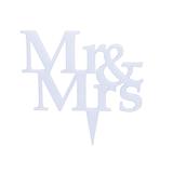 Topo de bolo (Mr e Mrs) - Branco - Acrihome design em acrílicos