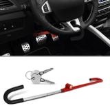 Trava de Segurança Antifurto Para Volante e Pedal Universal Vermelho com Duas Chaves Tetra - Luxcar