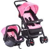 Travel System Moove (carrinho + bebe conforto) Rosa Trama - Cosco