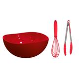 Travessa com Batedor De Claras e Pegador de Salada Vermelho - Uz